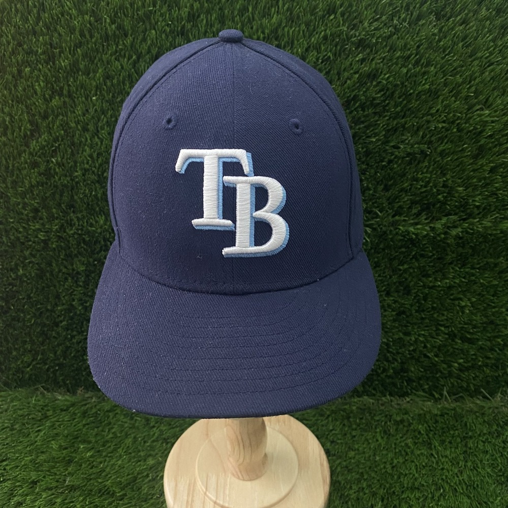 Tampa Bay Rays MLB New Era 59FIFTY Fitted 7.5 Baseball Cap Hat Blue 7 1/2 Logo